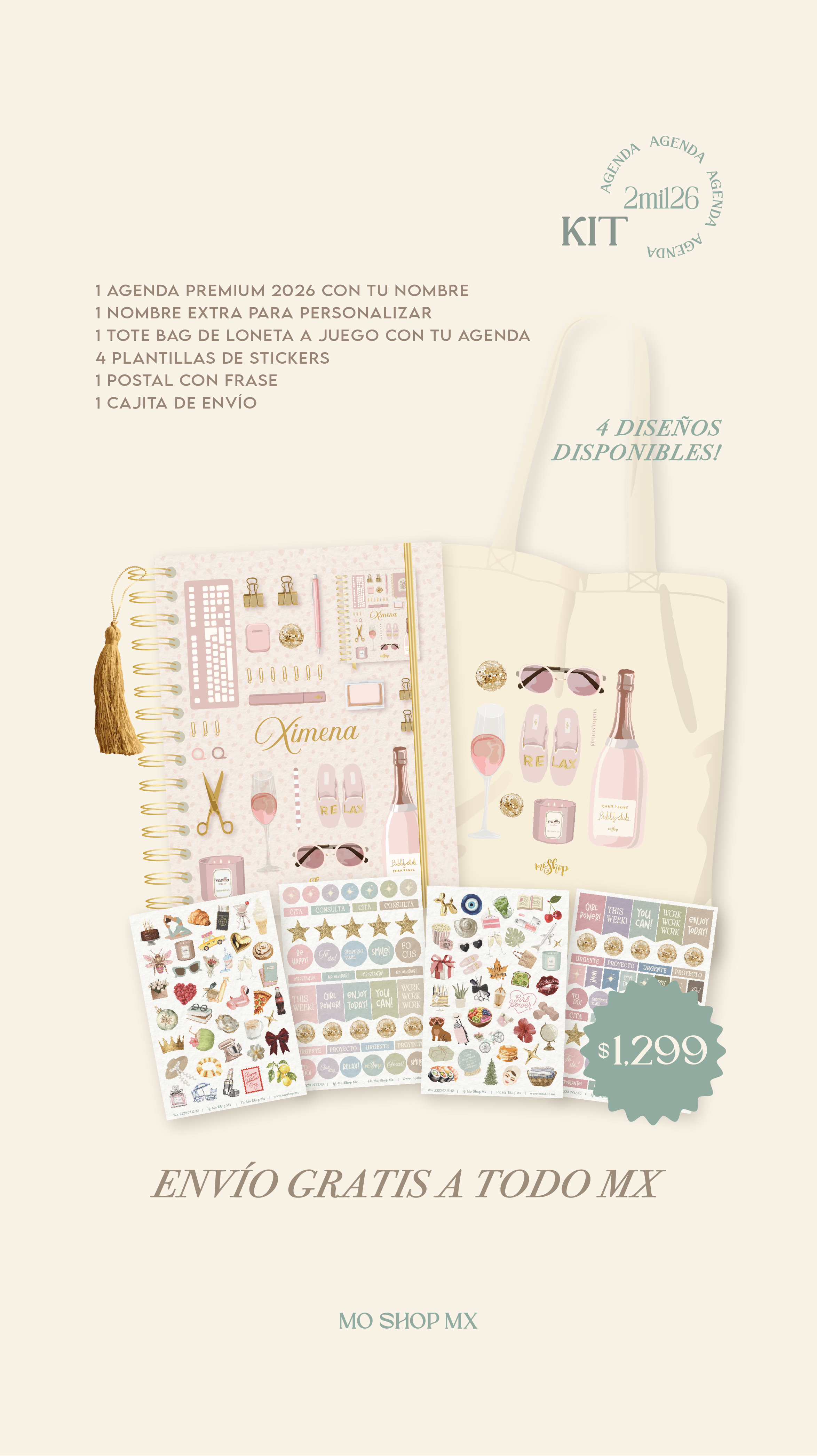 KIT CHAMPAGNE AGENDA 2026 - ENVÍO GRATIS